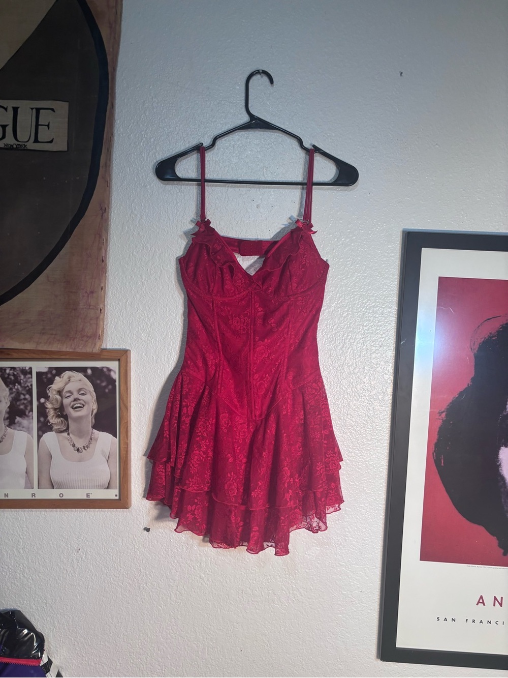 Outcast Red Lace Tiered Mini Dress - Women